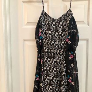 Black white floral spaghetti strap dress